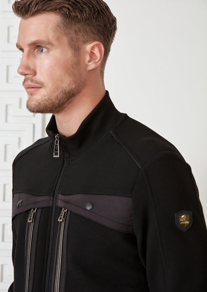 Black Double Zipper Hybrid Jacket Mondo Menswear