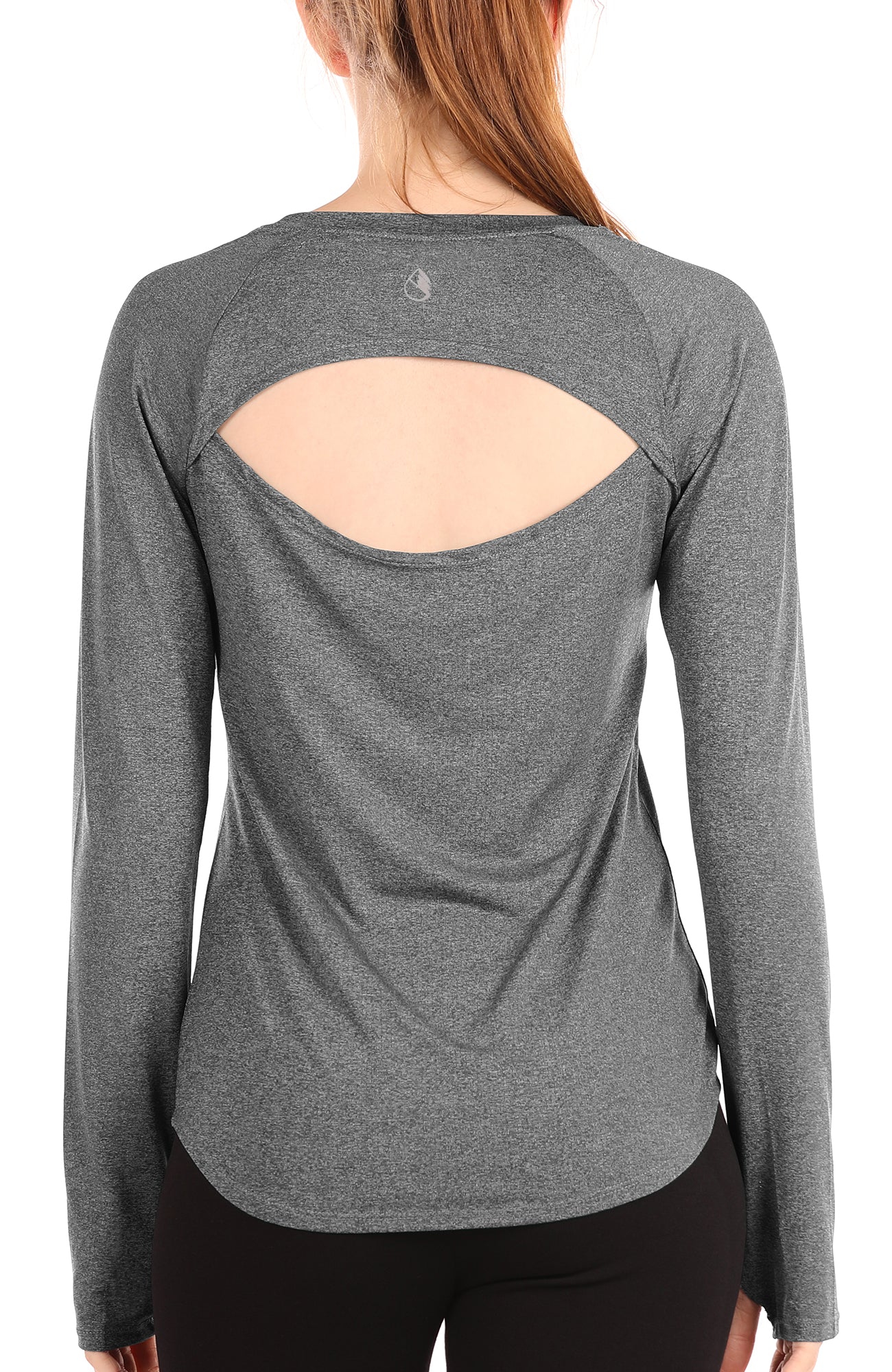 Icyzone Long Sleeve Workout Shirts For Women Open Back Athletic Tops Icyzonesports