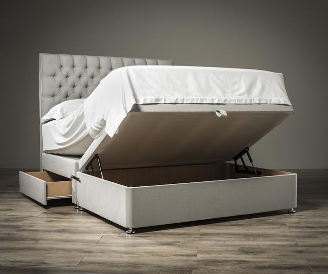 Luxury Half End Lift Ottoman Divan Storage Bed Base Divan Bed Warehouse