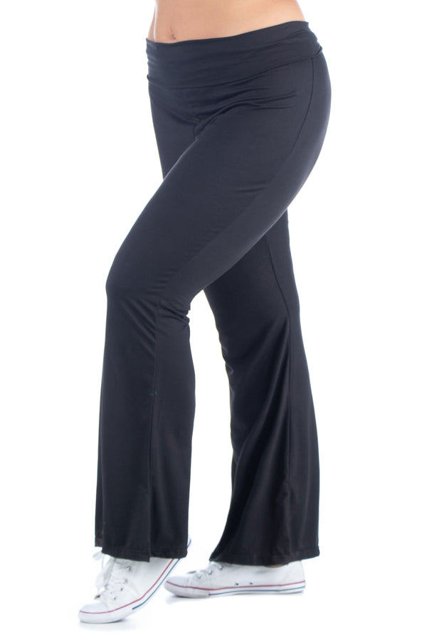 Black Bell Bottom Foldover Waist Sweatpants 24seven Comfort Apparel