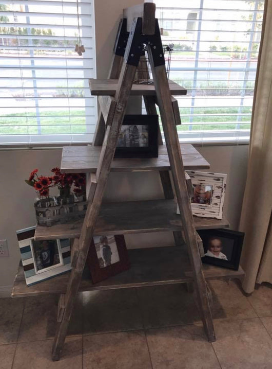 Farmhouse Rustic Ladder Shelf 3 Little Birds Event Planning