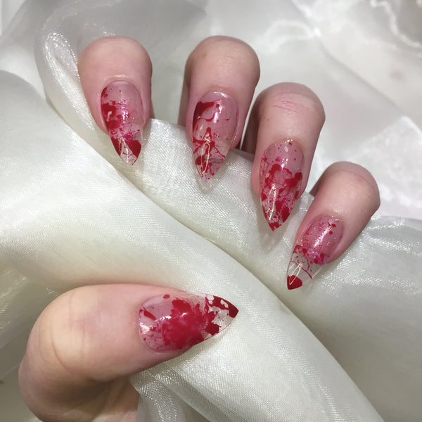 Clear Blood Splatter Halloween Stiletto Nails Nails By Georgia