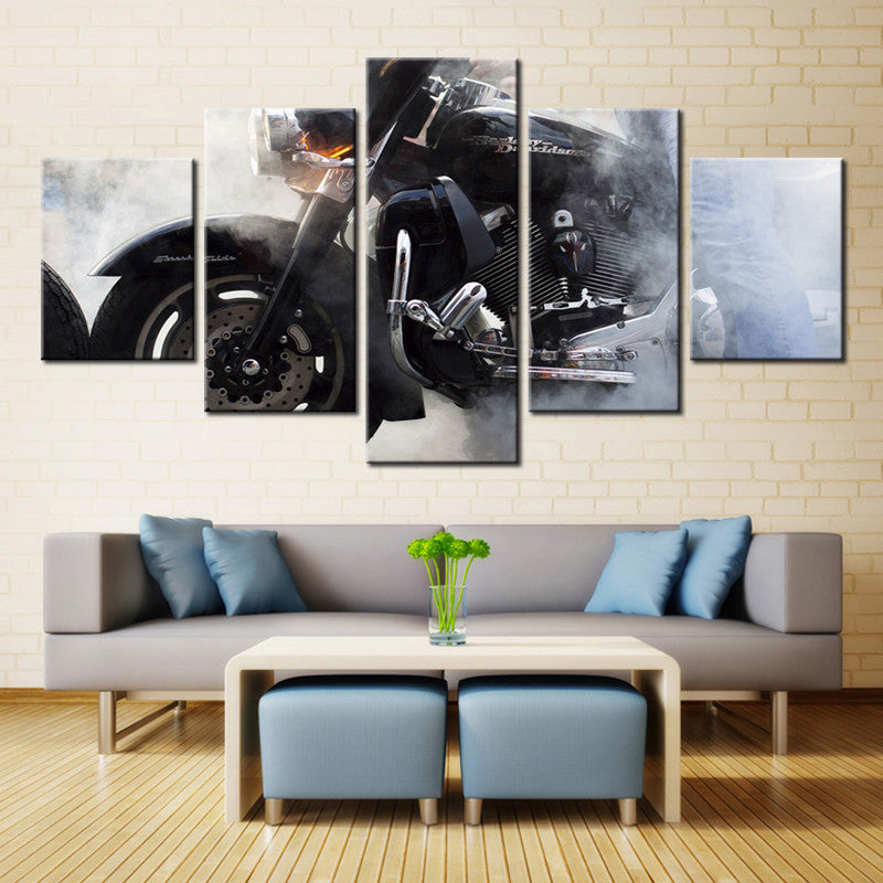 Home Decor X Large Framed Motor Harley Davidson Cycles Canvas Print Wall Art Home 5 Piece Fo4265385