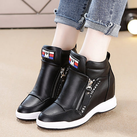 Sneaker Wanita Keren Sepatu Wanita Casual Wedge Side Zipper Fashion Wa Cantik Menawan