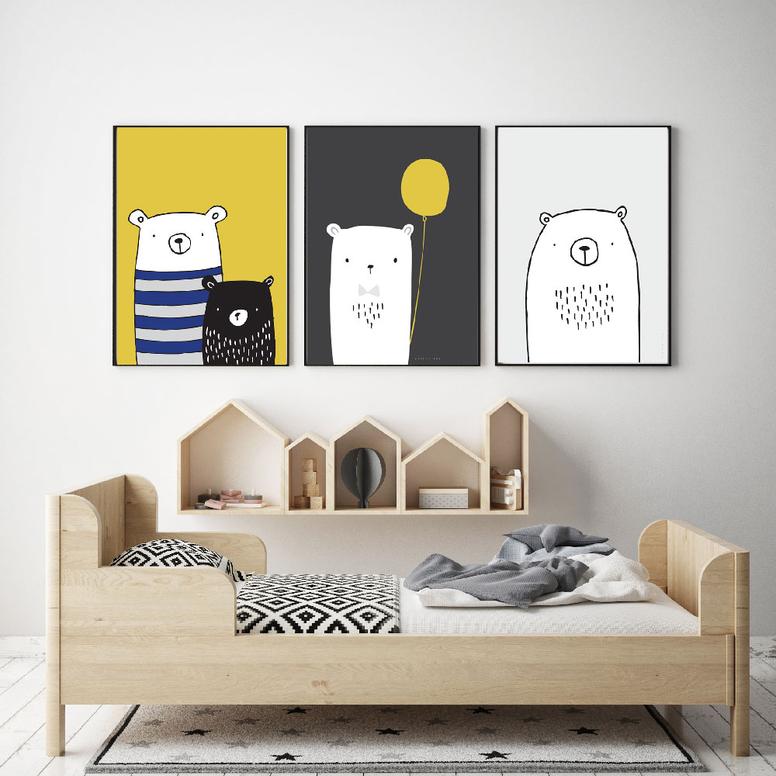 Bear Buddies Stylish Boys Wall Art Fizzy Pop Designs