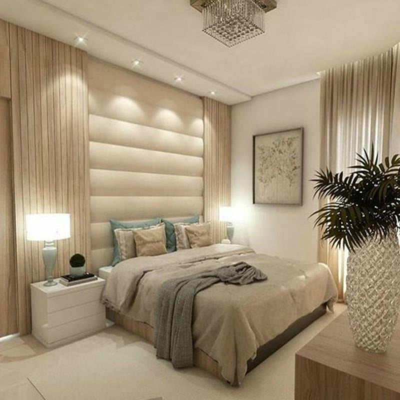 Horizontal Design Fabric Upholstered Wall Mounted Headboard Wall Panel Chic Concept