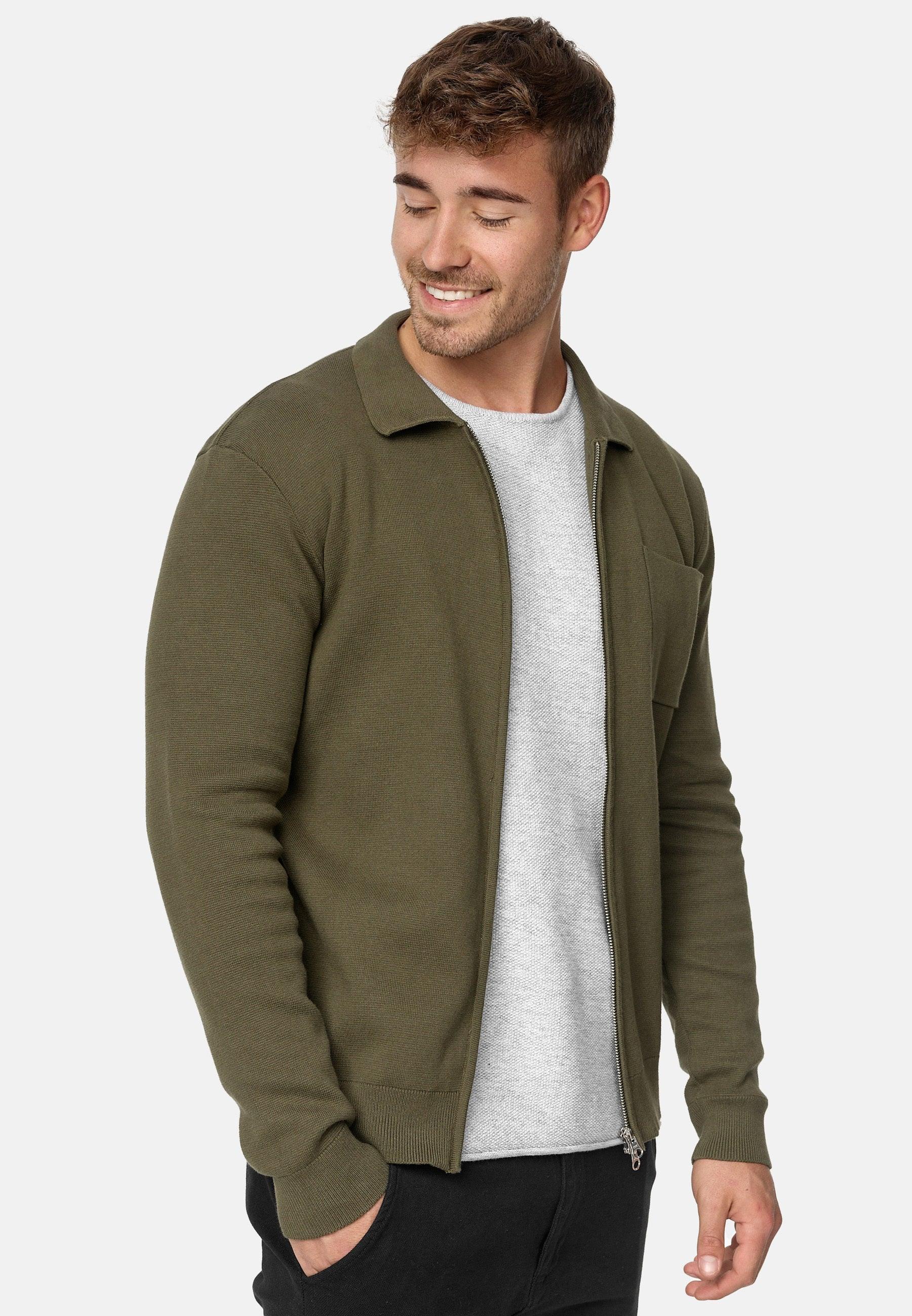 Indicode Herren Muhlan Strickjacke Mit Reissverschluss Und Umschlagkrag Indicode