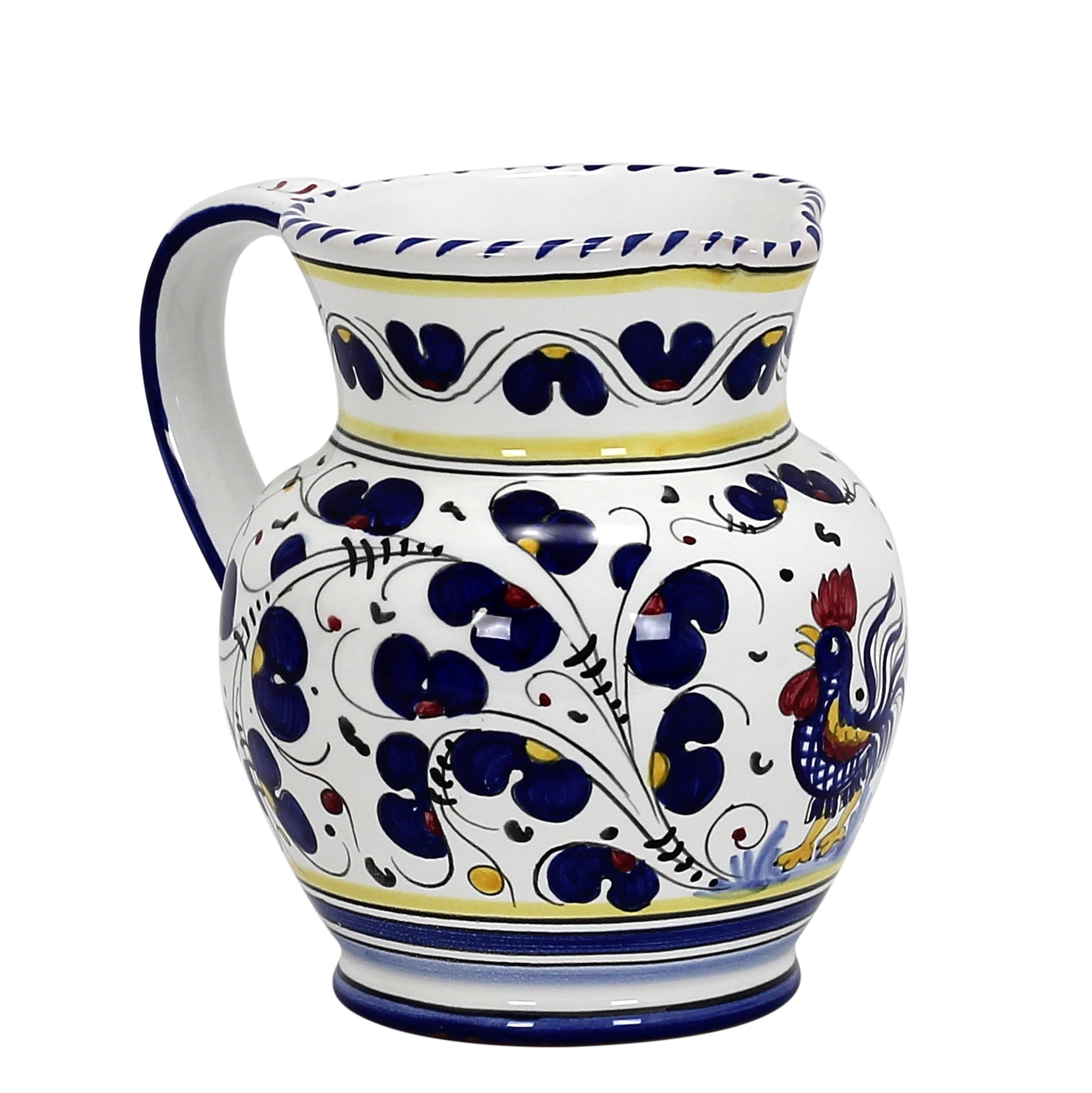 Orvieto Blue Rooster Traditional Deruta Pitcher 1 25 Liters 40 Oz 5 Artistica Com