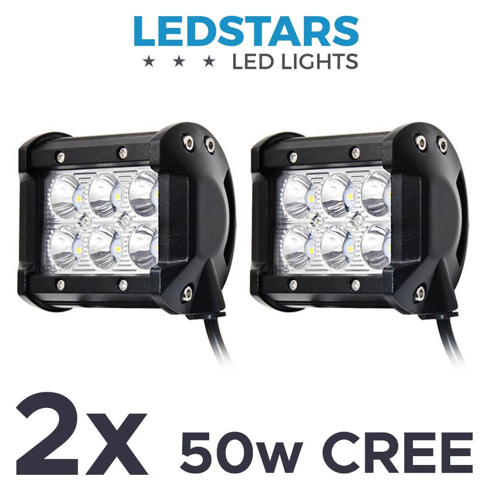 2stycken Cree 4 Tum 50watt Spot Flood Led Extraljus Till Bilen