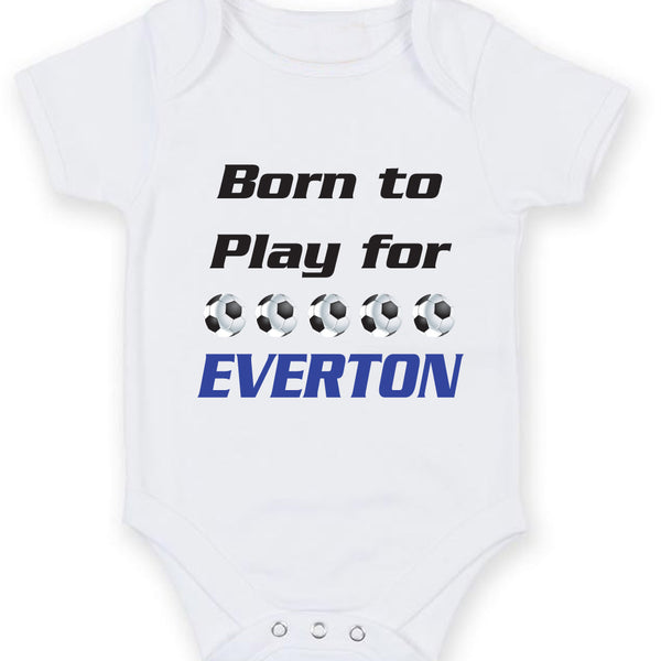 Everton Born To Play Football Fan Baby Grow Bodysuit