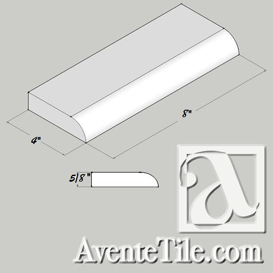 4 X 8 Surface Bullnose Trim Cement Tile Classic Colors Avente Tile