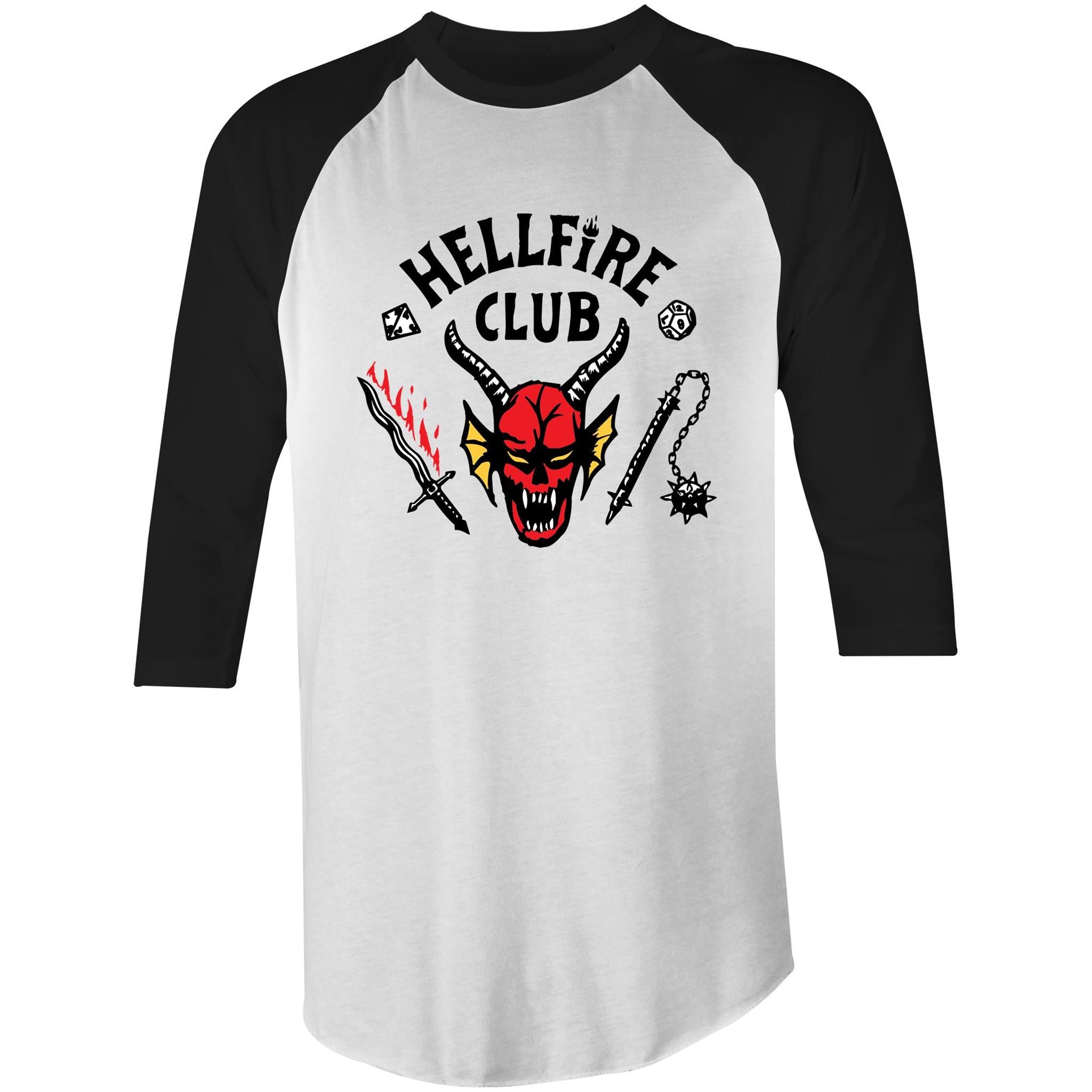 Hellfire Club 3 4 Sleeve T Shirt White Black Online Ordering Onl Lana Rose Fashion