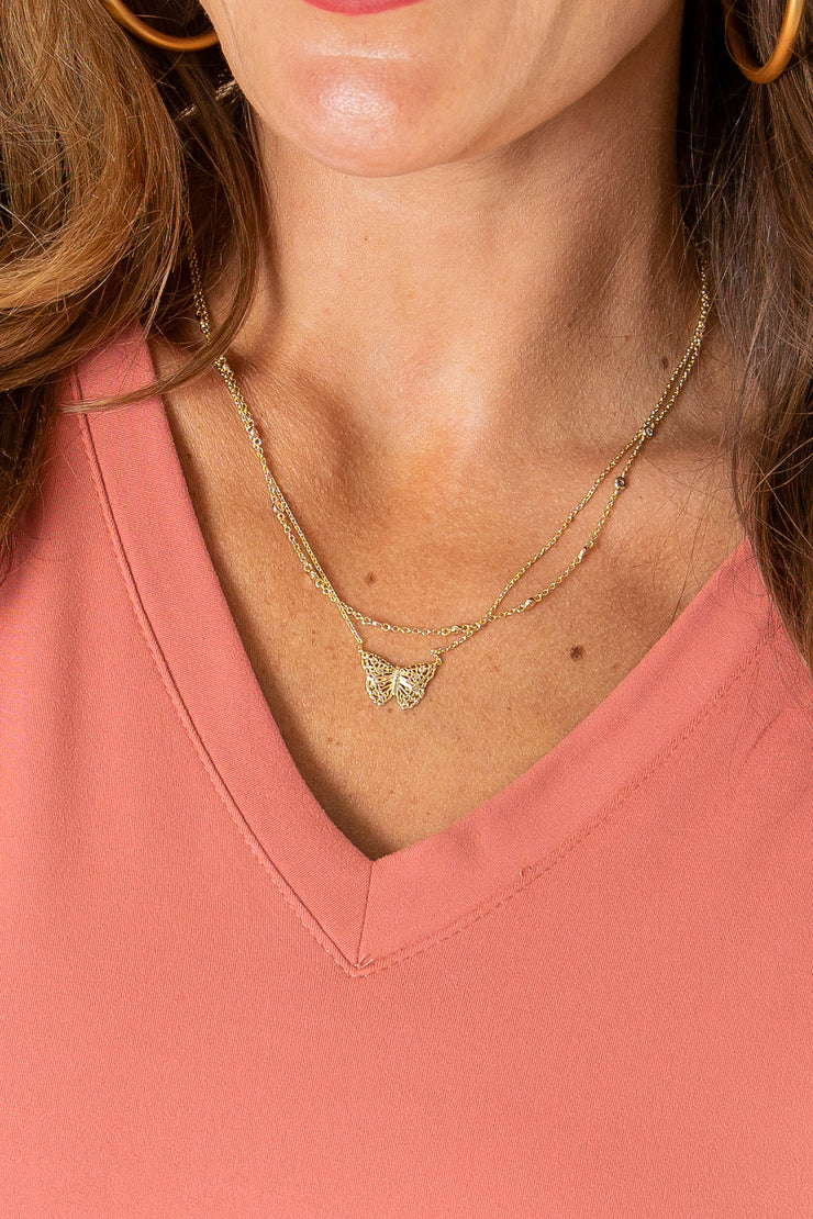 Hadley Butterfly Multi Strand Necklace Gold Kendra Scott