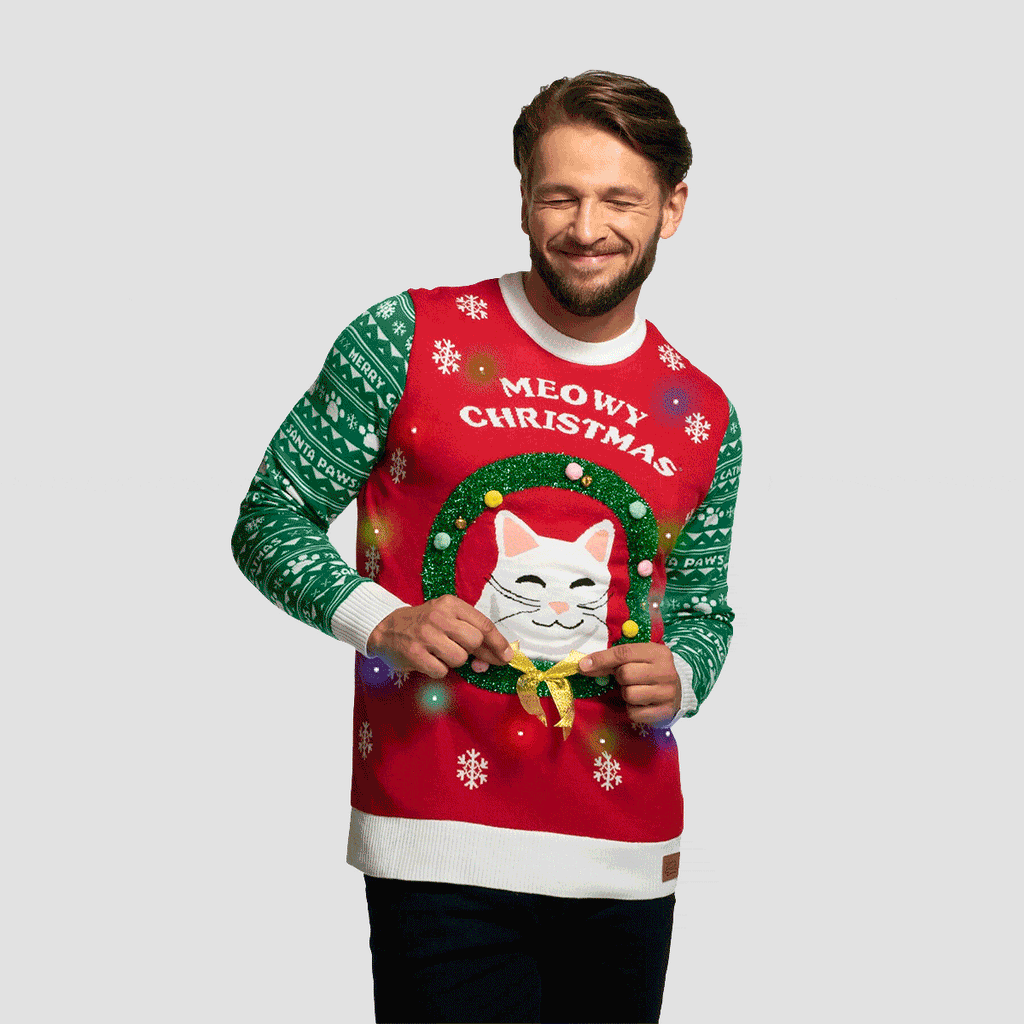 Julegenser Led Lys Herre Meowy Christmas Sillysanta No