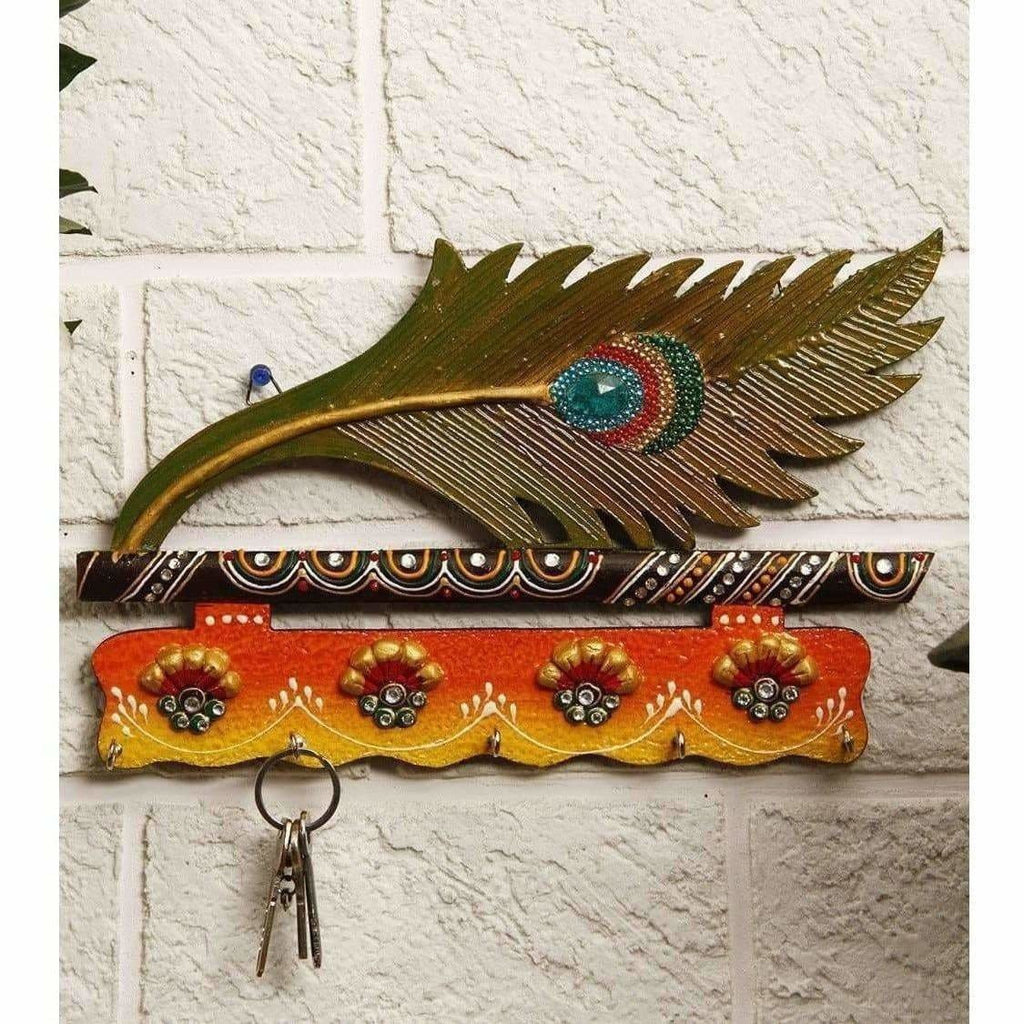 Jaipur Crafts Beautiful Morpankhi Wooden Key Holder Distacart
