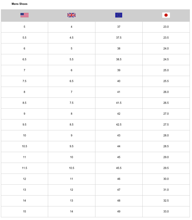 Es Shoes Size Chart Australia Online Us Uk Eur Free Shipping 50 50 Skate Shop