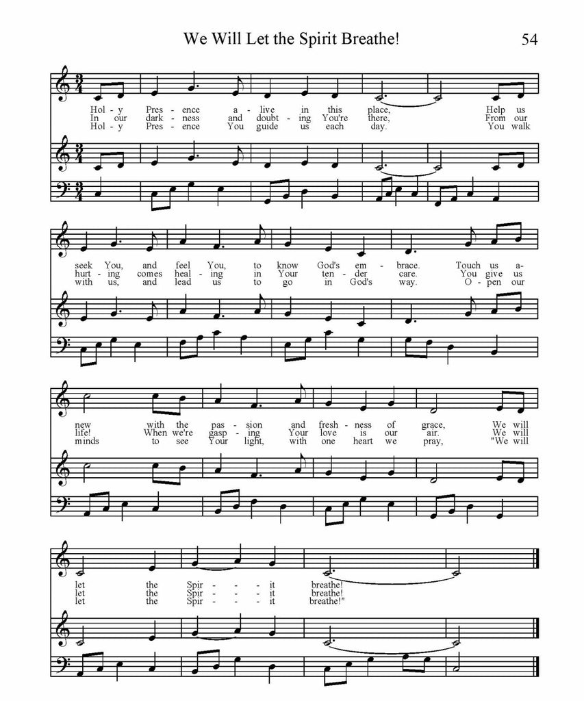 We Will Let The Spirit Breathe Sheet Music Pdf Download Herald House