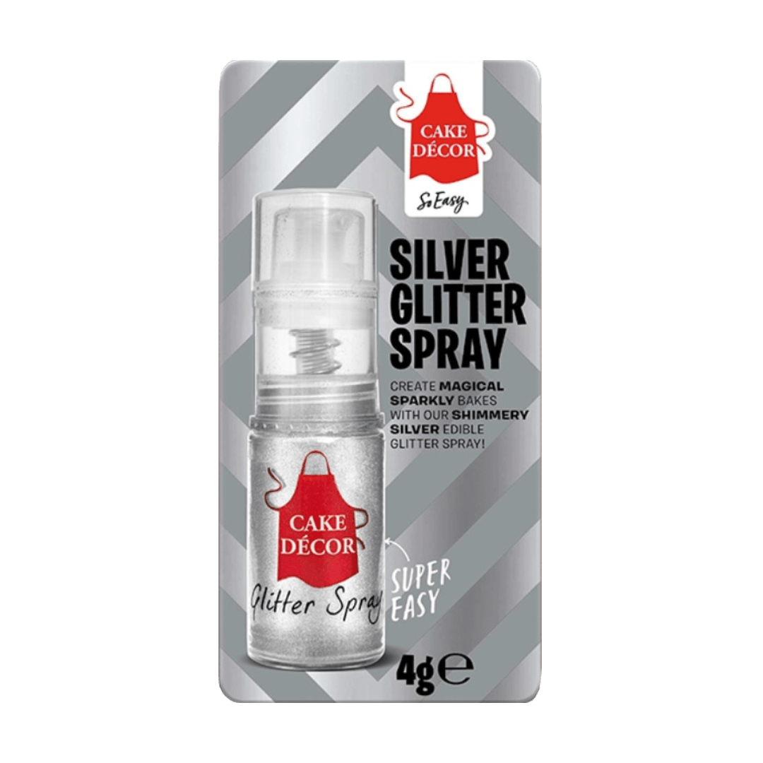 Cake Decor Silver Glitter Spray 4g Baked In