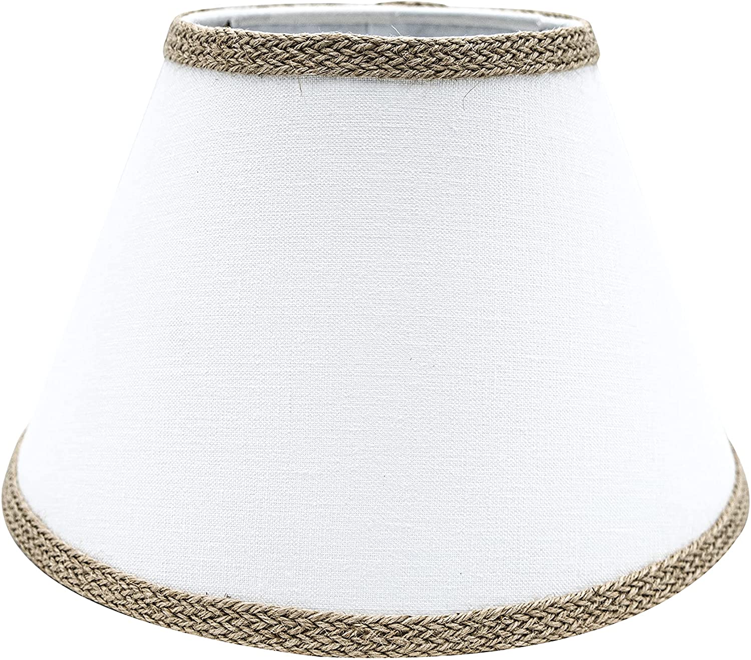 Off White Linen With Braided Burlap Trim 12 Inch Uno Lamp Shade Upgradelights Com