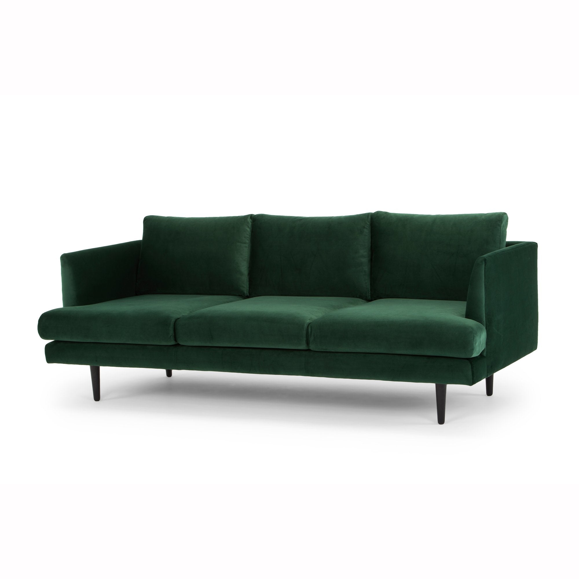 Denmark 3 Seater Sofa Green Velvet With Black Legs Interior Secrets