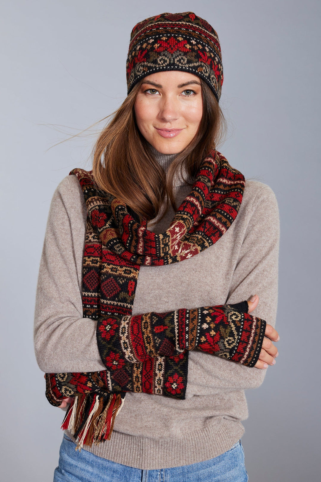 Julia Women S Alpaca Hat Scarf And Gloves Set For Winter Hand Knit Invisible World Us