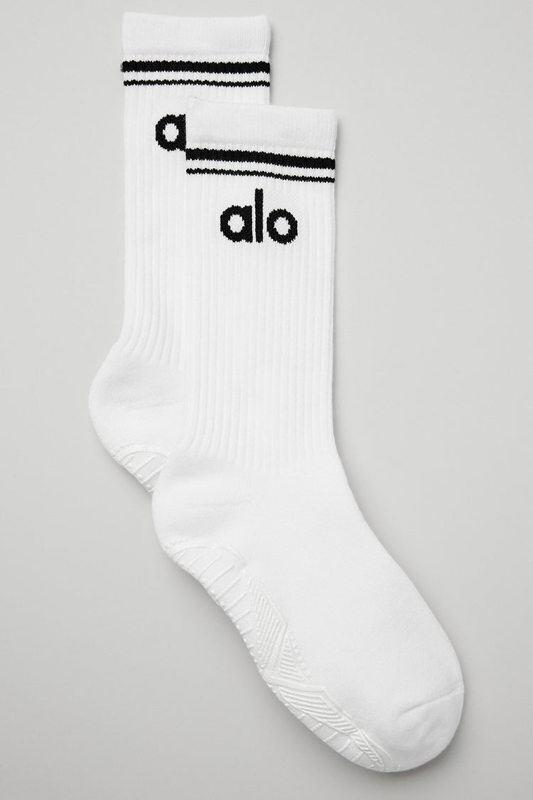 Women S Throwback Barre Sock White Black Alo Yoga