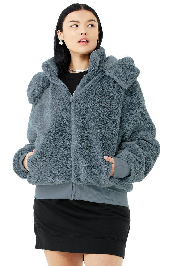 Foxy Sherpa Jacket Steel Blue Alo Yoga