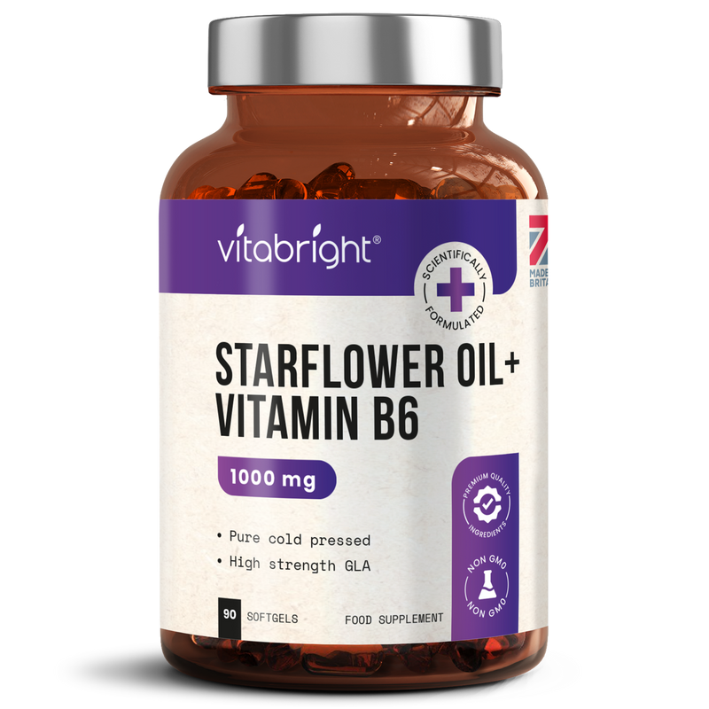 1000mg Starflower Oil Plus Vitamin B6 90 Capsules Vitabright
