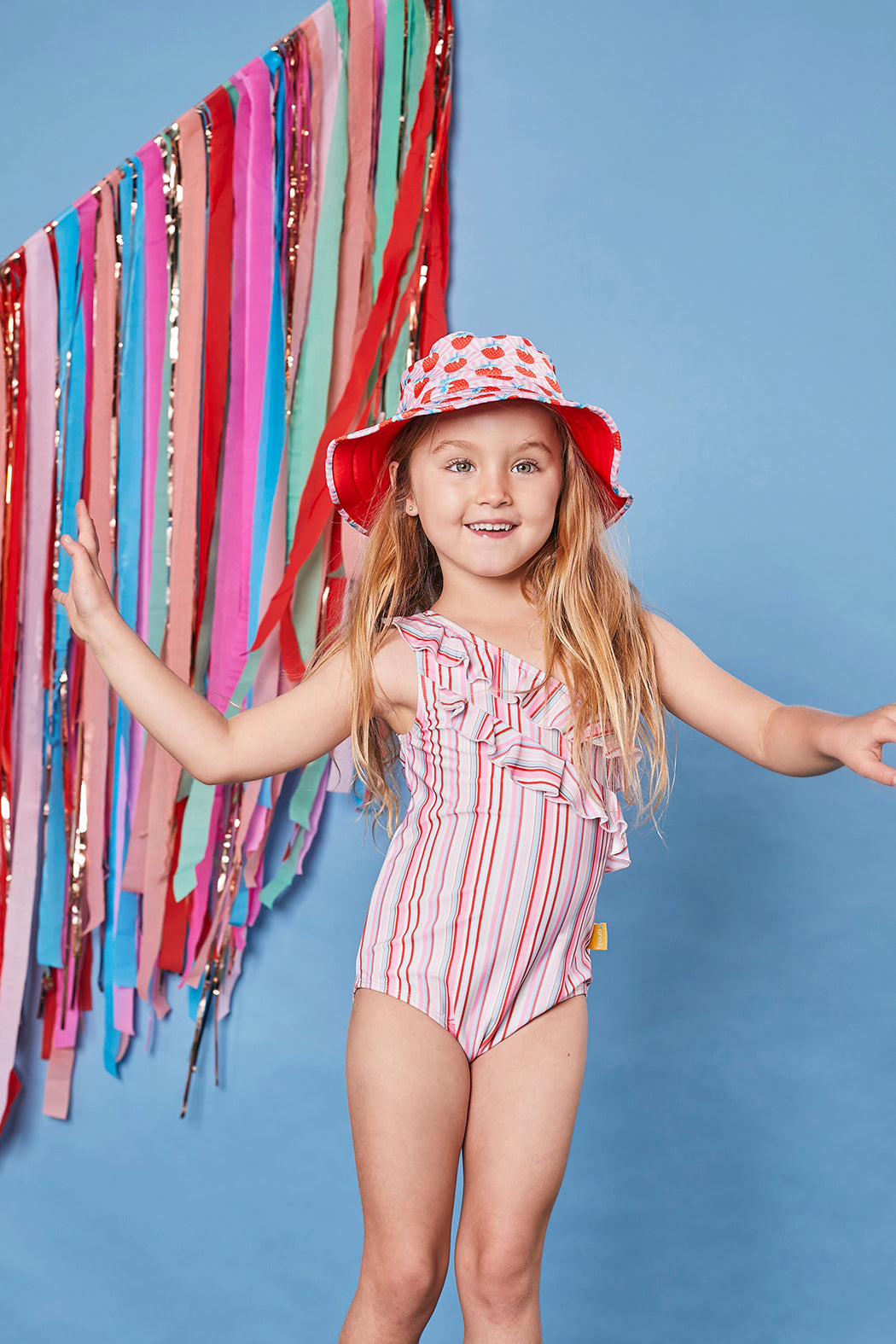 Tyoub Kids Wide Brim Bucket Hat Strawberry Red Tyoub Swimwear