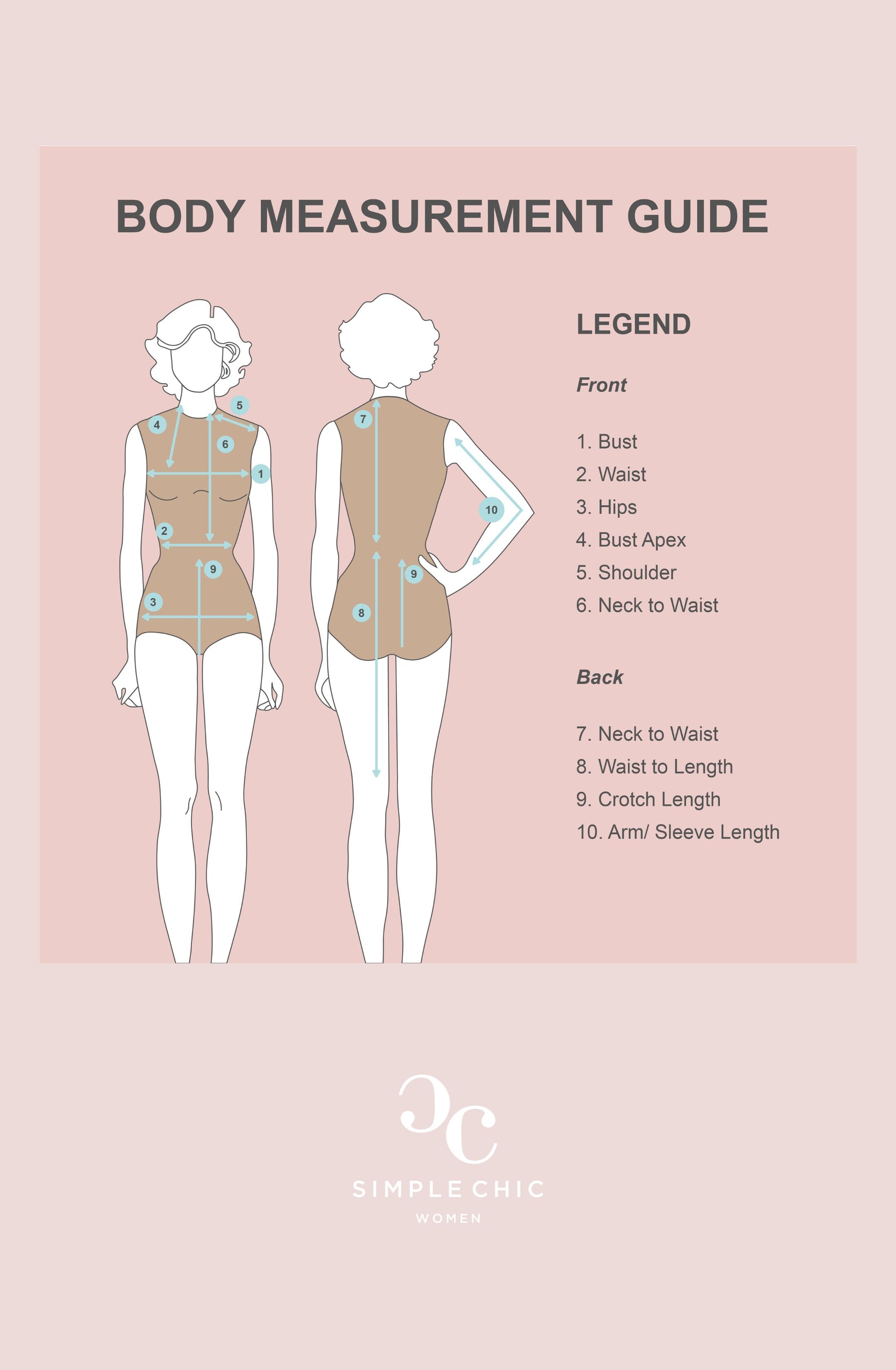 Body Measurement Guide Simple Chic Women