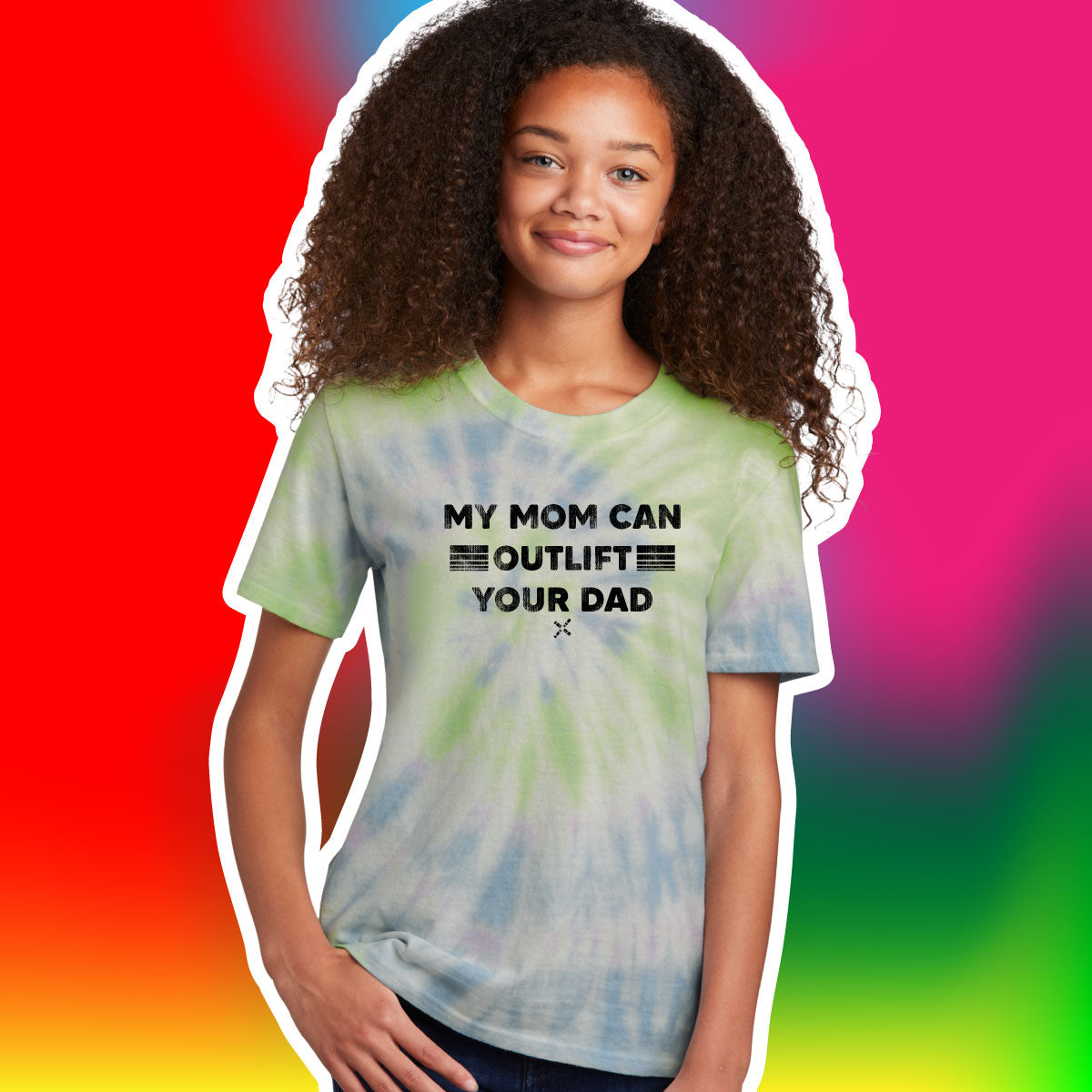 My Mom Can Outlift Your Dad Youth Spiral Tie Dye Tee The Lft Clothing Company