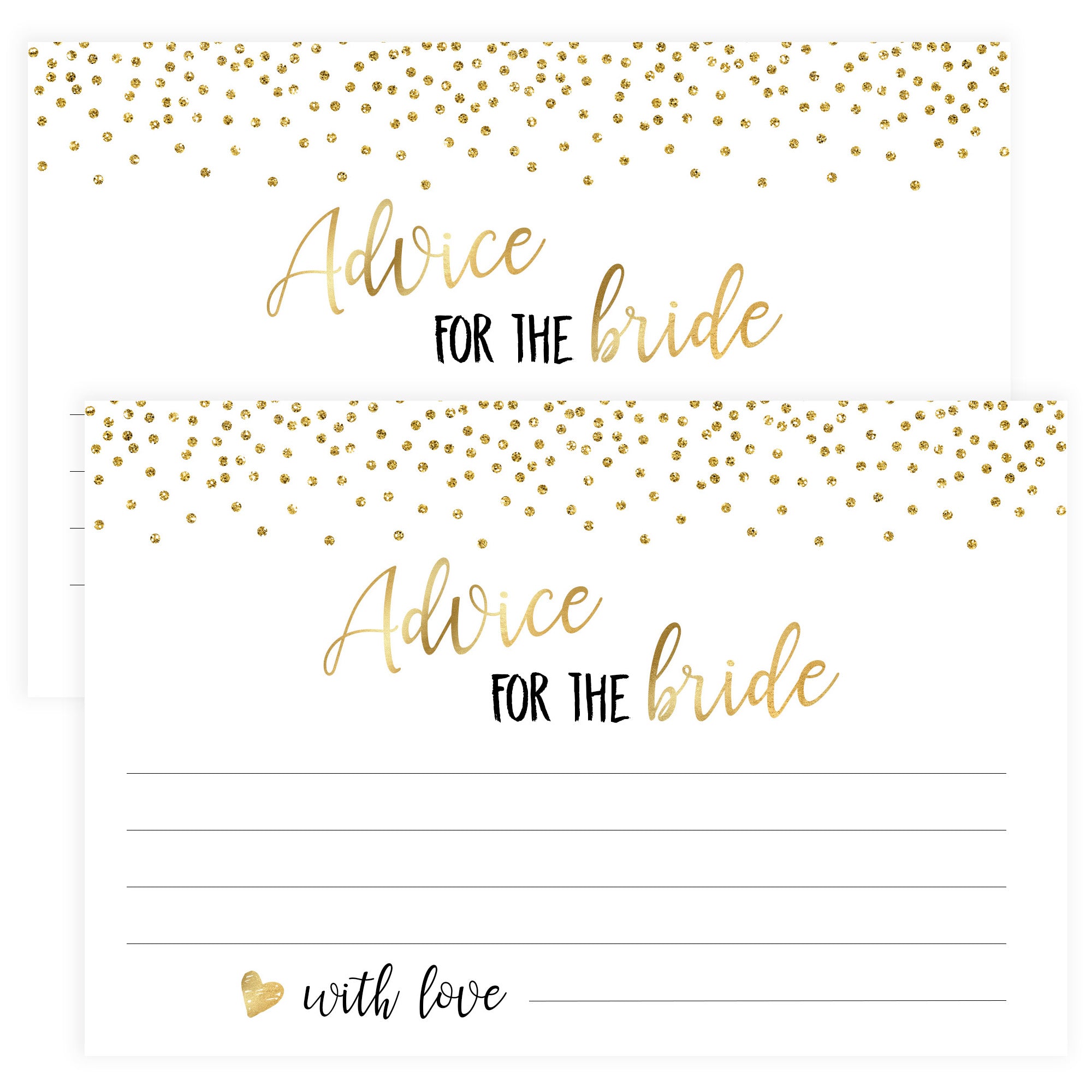 Gold Advice For The Bride Cards Printable Bridal Shower Games Ohhappyprintables