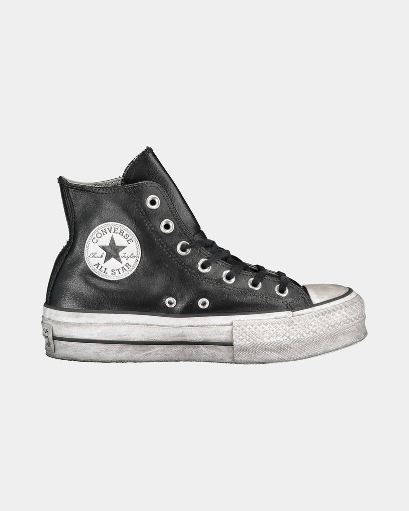 Converse Chuck Taylor Black Leather Platform Sneaker Lemlo
