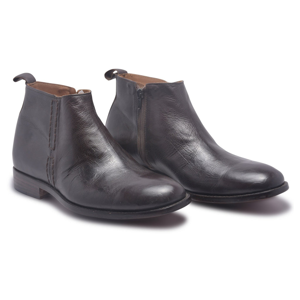 Mens Black Boots With Zipper On Side Leather Skin Shop