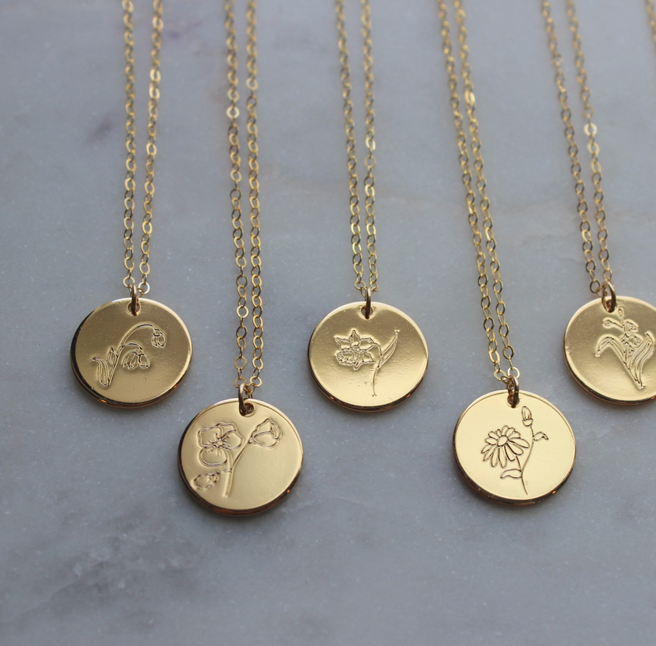 Gold Birth Flower Necklace Blume Haus Fine Flowers