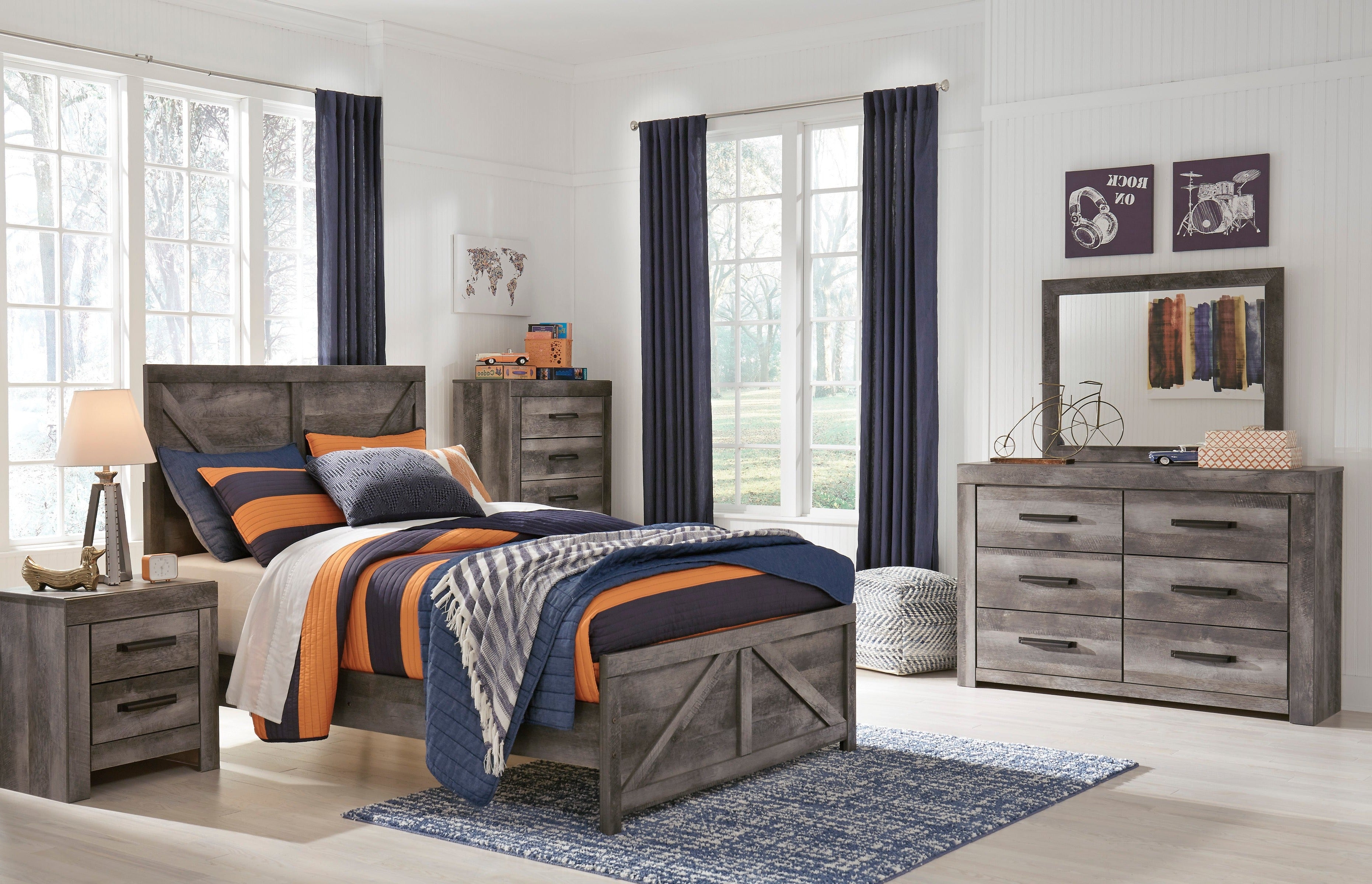 Wynnlow Gray Crossbuck Panel Youth Bedroom Set Luna Furniture From Ashley