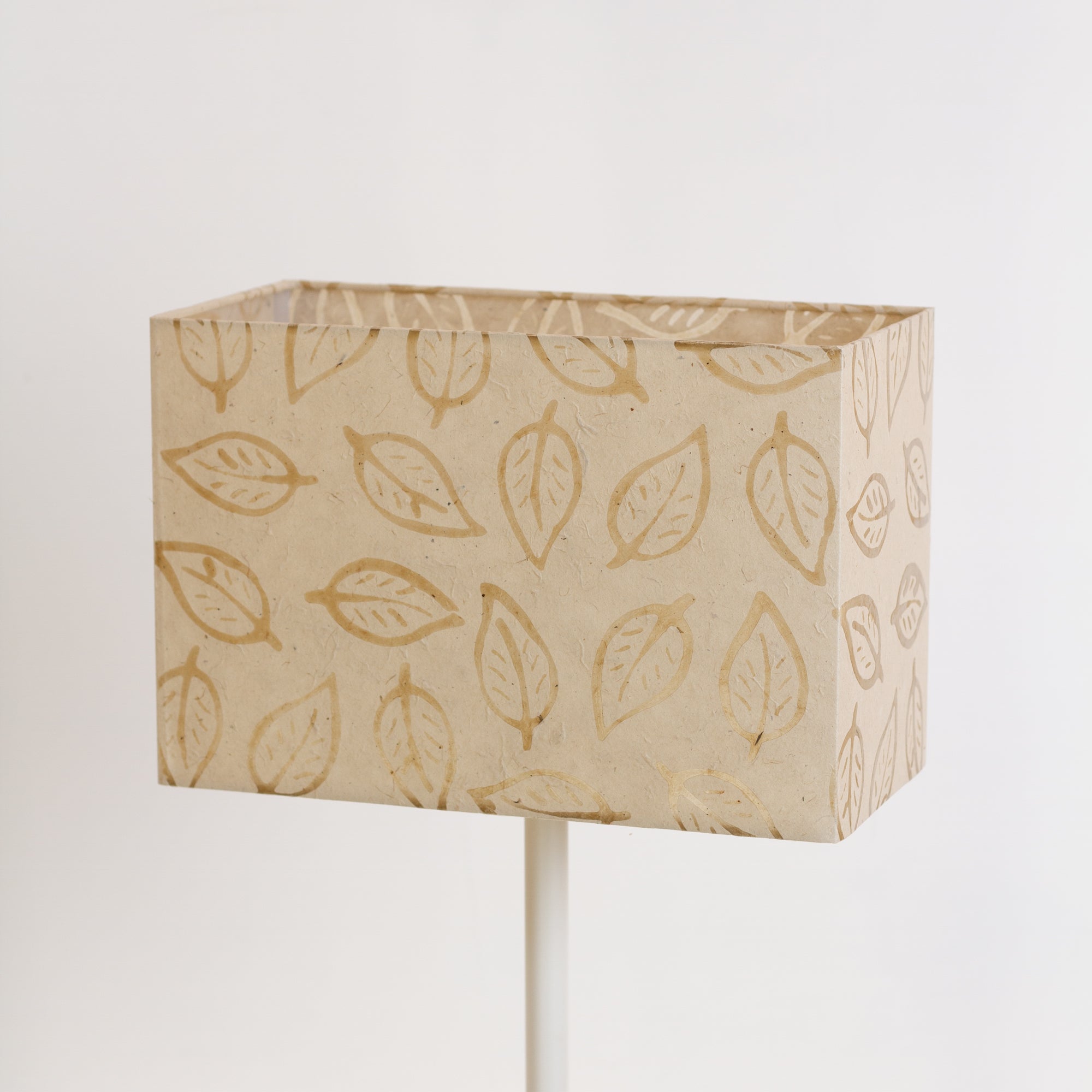 Rectangle Lamp Shade P28 Batik Leaf On Natural 30cm W X 20cm H Imbue Lighting