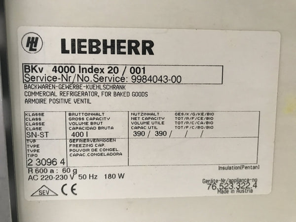 3 X Fridge For 60 X 40 Cm Trays Liebherr Bkv 4000 Rennhak Used Bakery Export