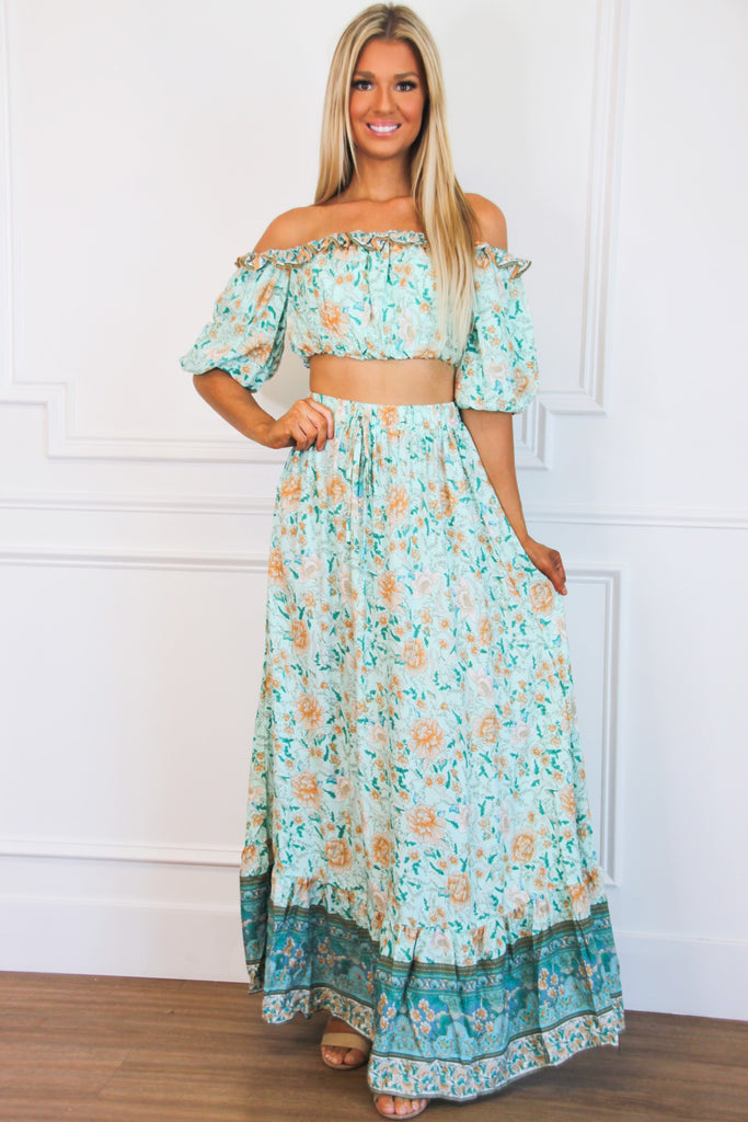 Bella And Bloom Boutique Feels Like Summer Two Piece Set Mint Multi