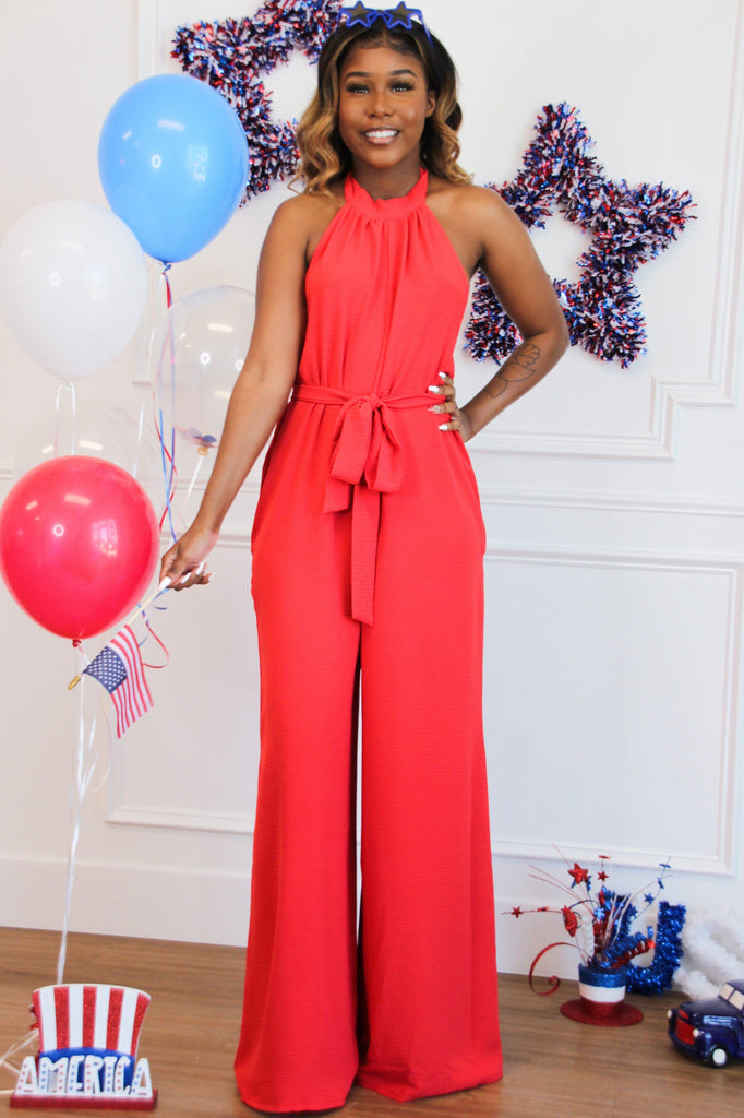 Bella And Bloom Boutique Because Of You Jumpsuit Red