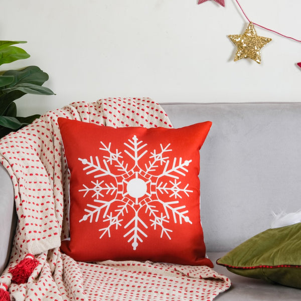 Christmas Velvet Snowflake Cushion Cover 16 X 16 Inch