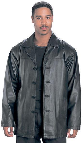 1710 Usa Leather Classic Mens Black Leather Coat