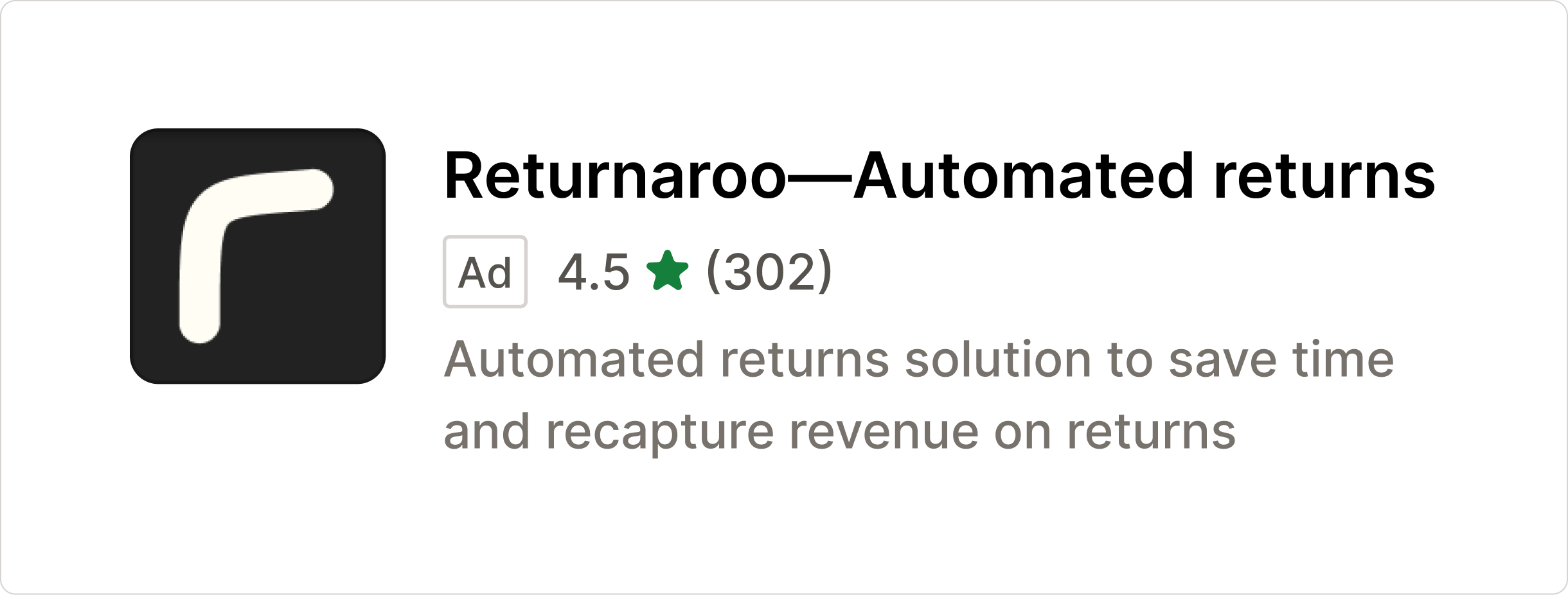 Example of an ad in the Shopify App Store