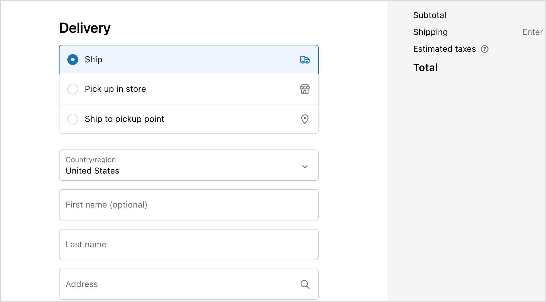 Selection of a delivery method