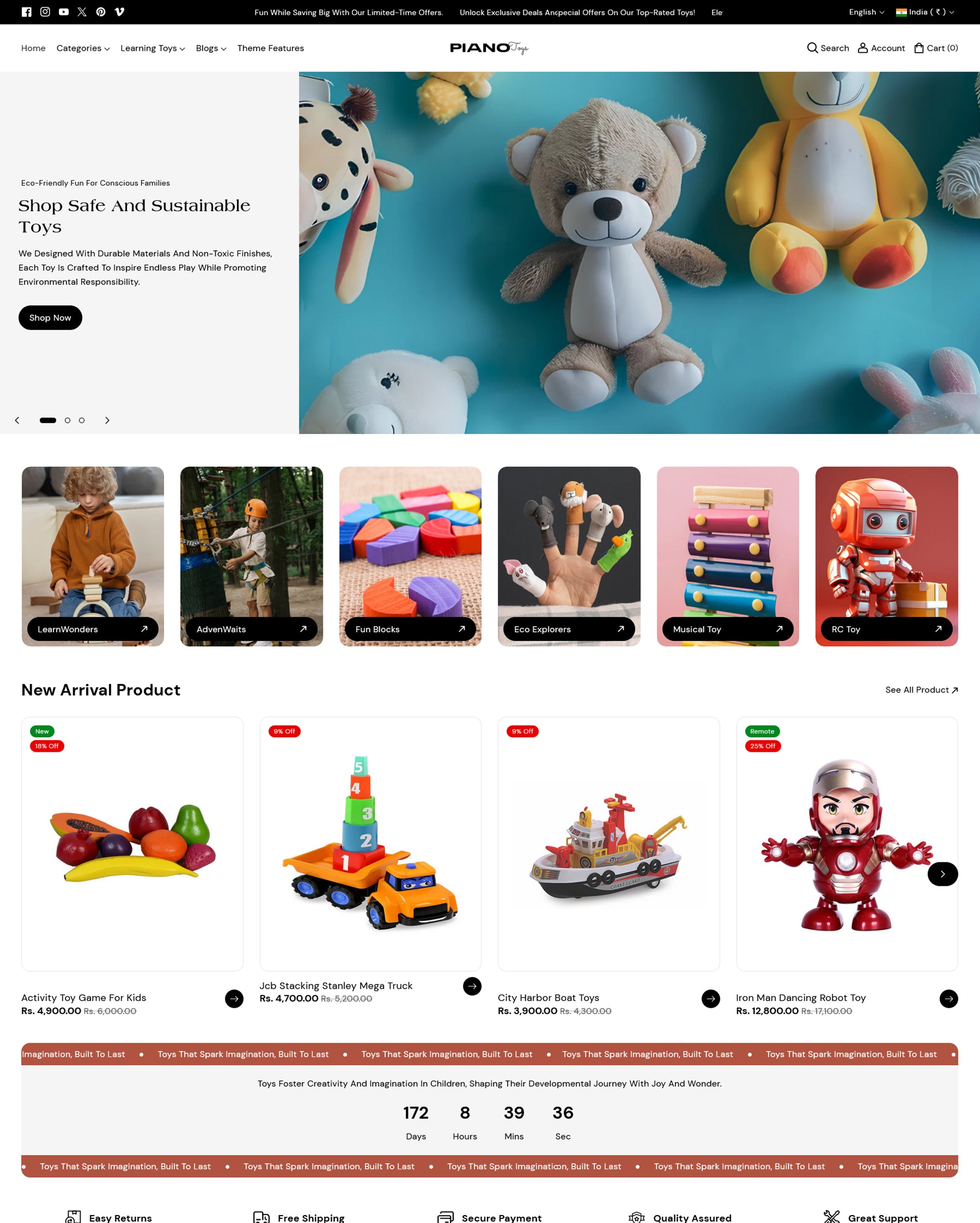 Piano adlı temanın "Toys" stilindeki masaüstü önizlemesi