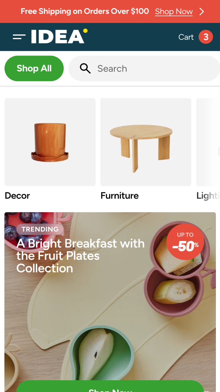 Mobile preview for Megastore in the "Idea" style