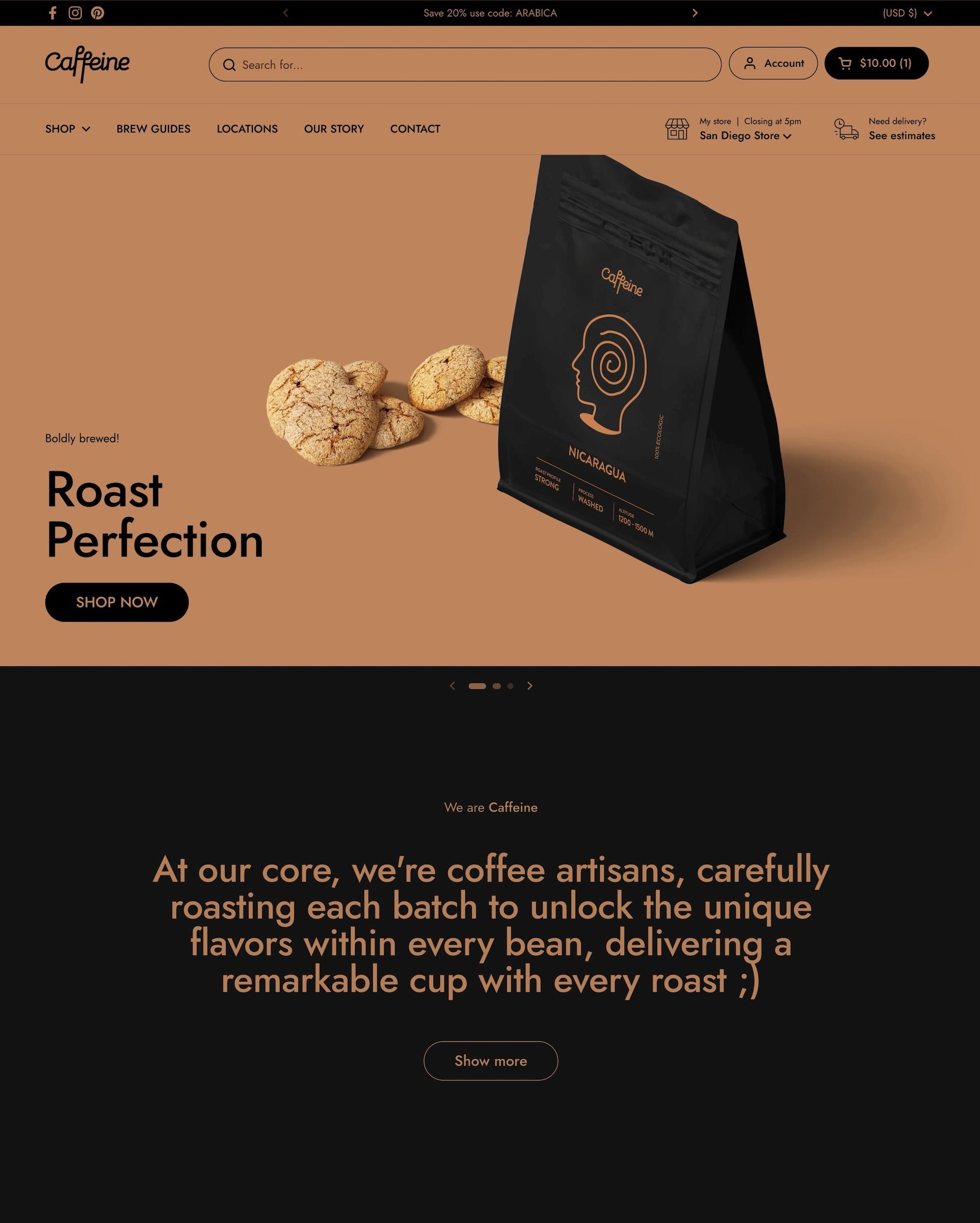 Pré-visualização da área de trabalho do tema Local no estilo "Caffeine"