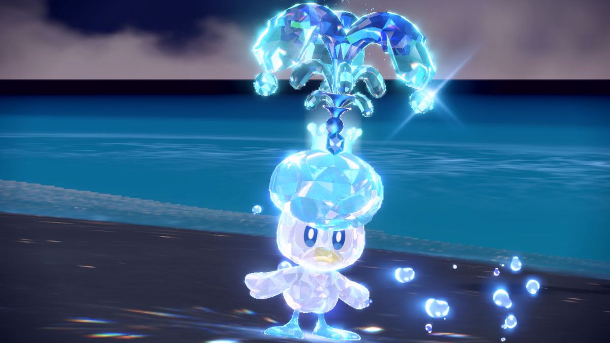 quaxly in Pokémon Scarlet and Violet in its Terastal form