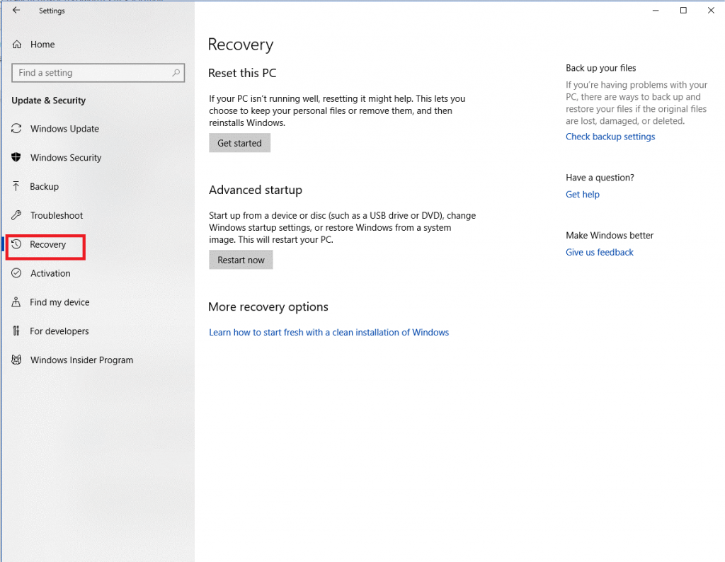 how to recover windows 10