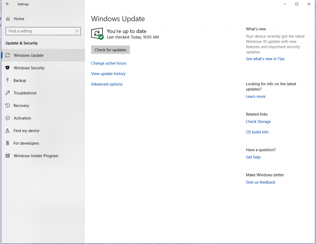 windows update settings in windows 10